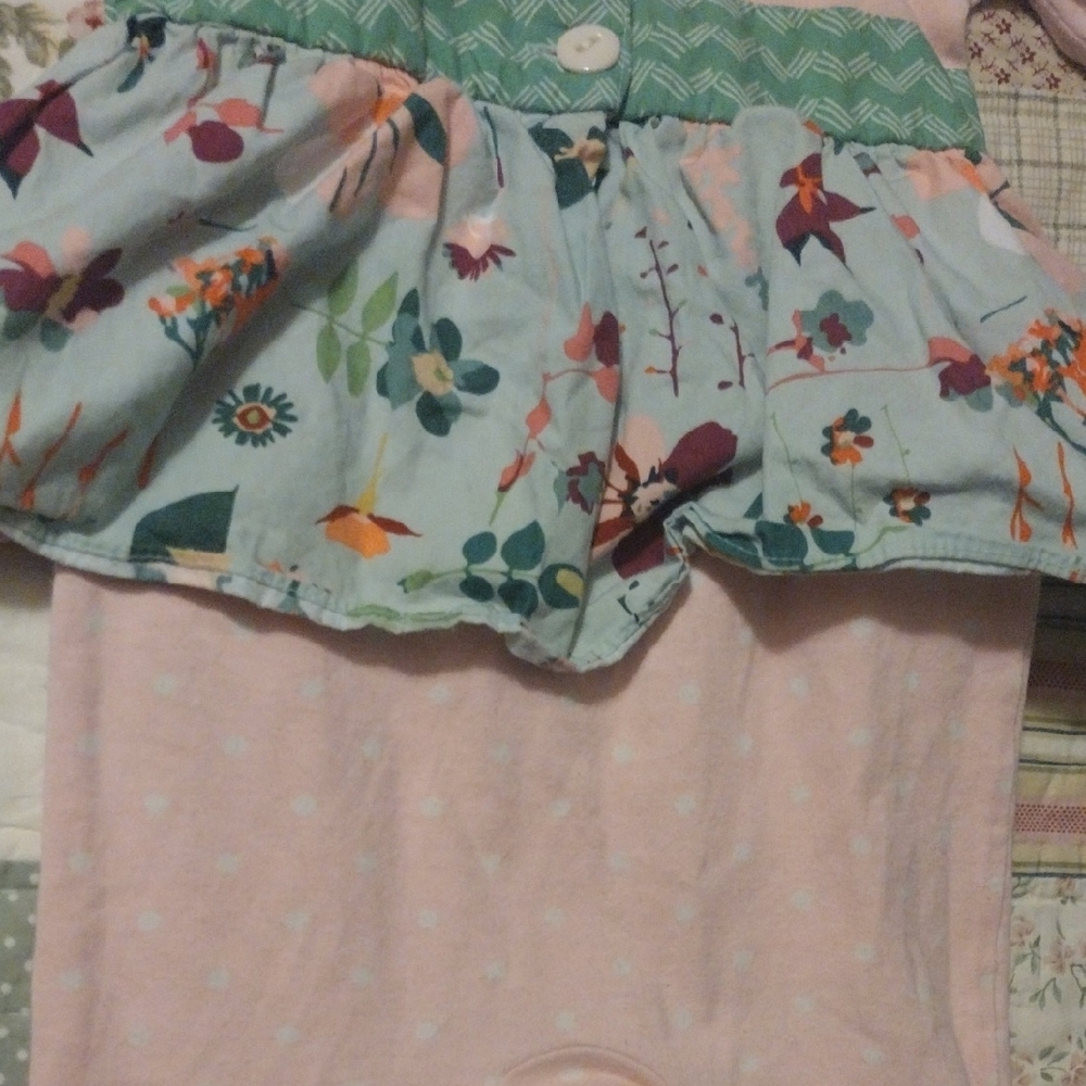 Floral Ruffle Kids Romper in Pink and Green - Picture 11 of 11
